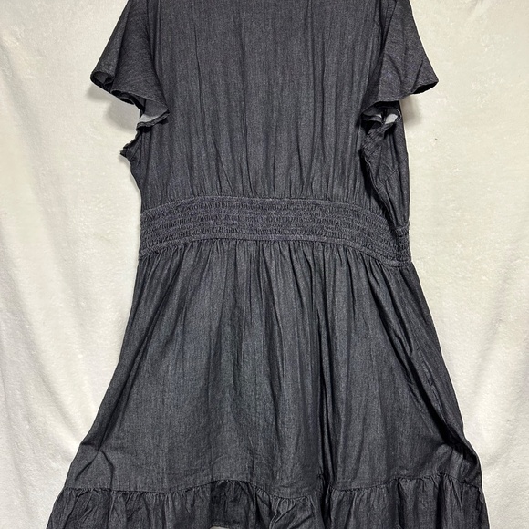 Lane Bryant Women's 3X Dress Black Smocked-Waist Flutter Sleeve w/Pockets - Picture 10 of 12
